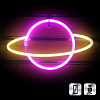 Неоновая подвеска "Сатурн"  30 х 17,5 см, от батареек и USB, розовый+желтый